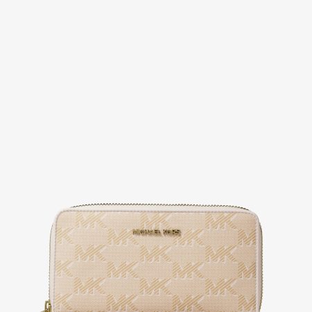 Michael Kors Jet Set Travel Large Logo Jacquard Smartphone Wallet - Preorder — Lt Cream