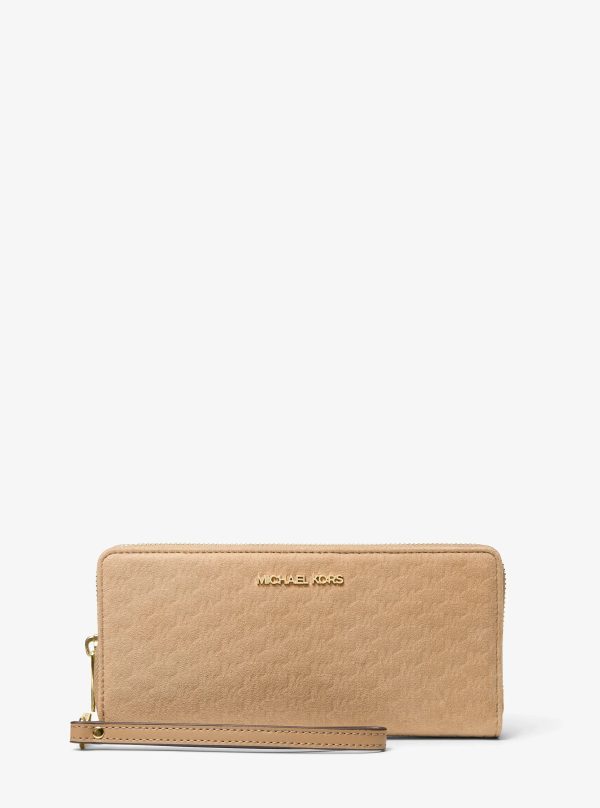 Michael Kors Jet Set Travel Large Logo Debossed Microsuede Continental Wallet - Preorder