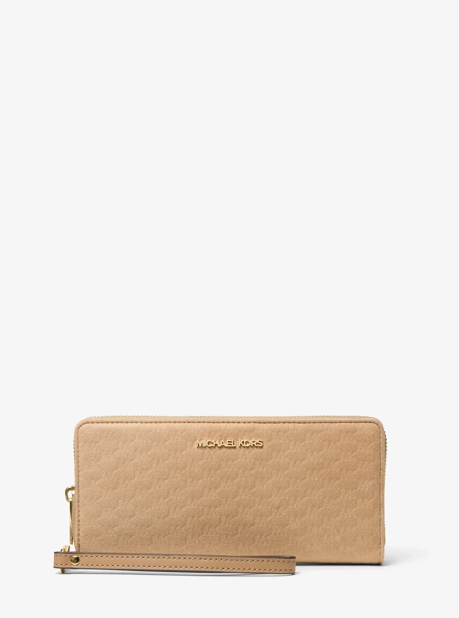 Michael Kors Jet Set Travel Large Logo Debossed Microsuede Continental Wallet - Preorder