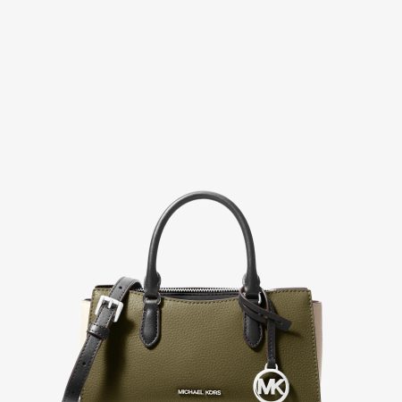 Michael Kors Arden Small Color-Block Leather Messenger Bag - Preorder — Olive Combo