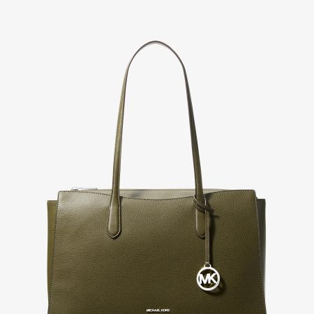 Michael Kors Arden Medium Pebbled Leather Tote Bag - Preorder — Olive
