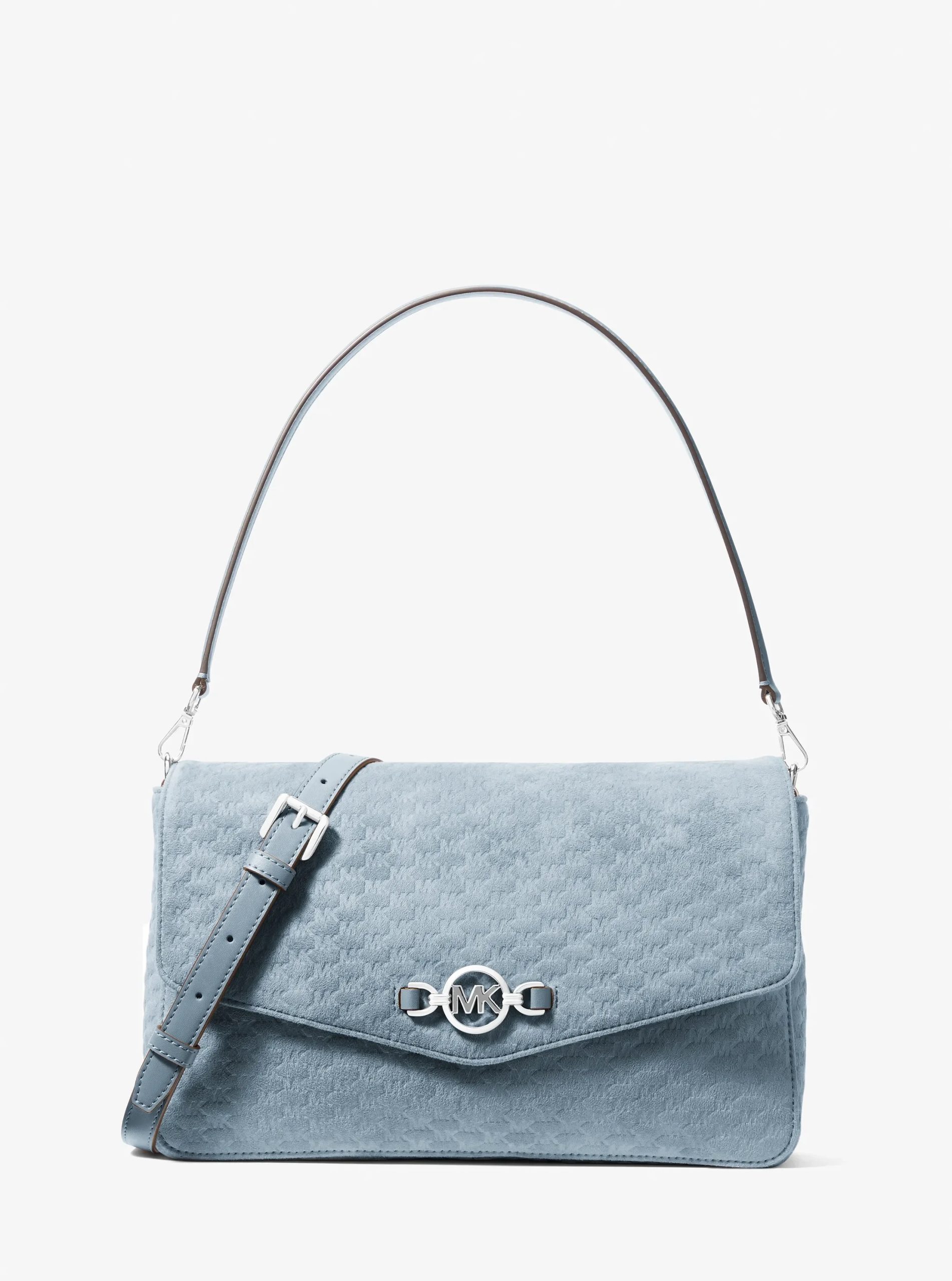 Michael Kors Kacey Large Logo Debossed Microsuede Convertible Crossbody Bag - Preorder