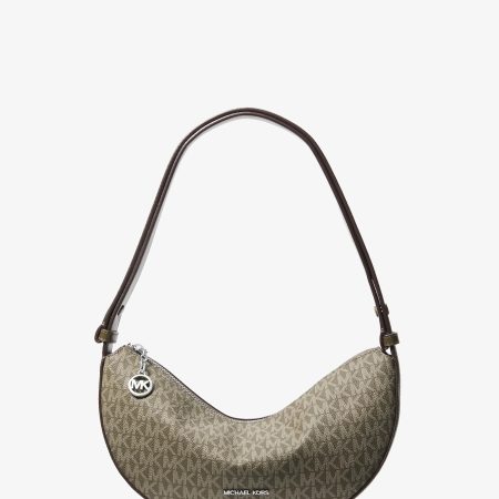 Michael Kors Roey Medium Signature Logo Convertible Crescent Crossbody Bag - Preorder — Olive