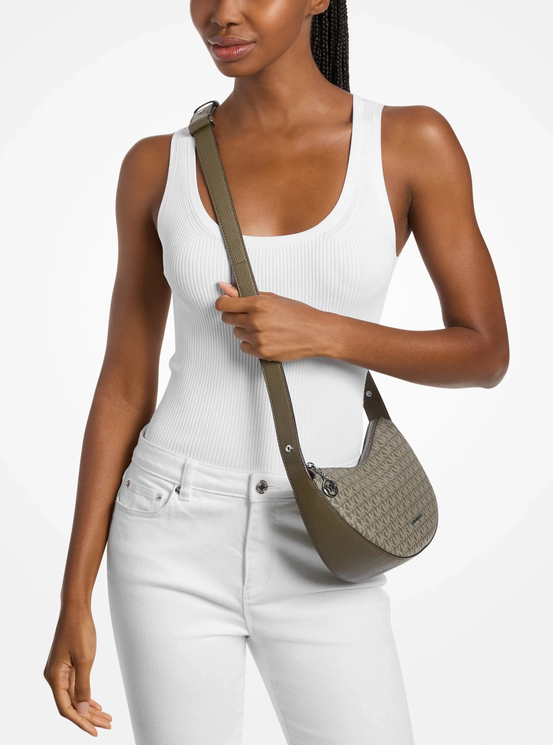 Michael Kors Roey Medium Signature Logo Convertible Crescent Crossbody Bag - Preorder