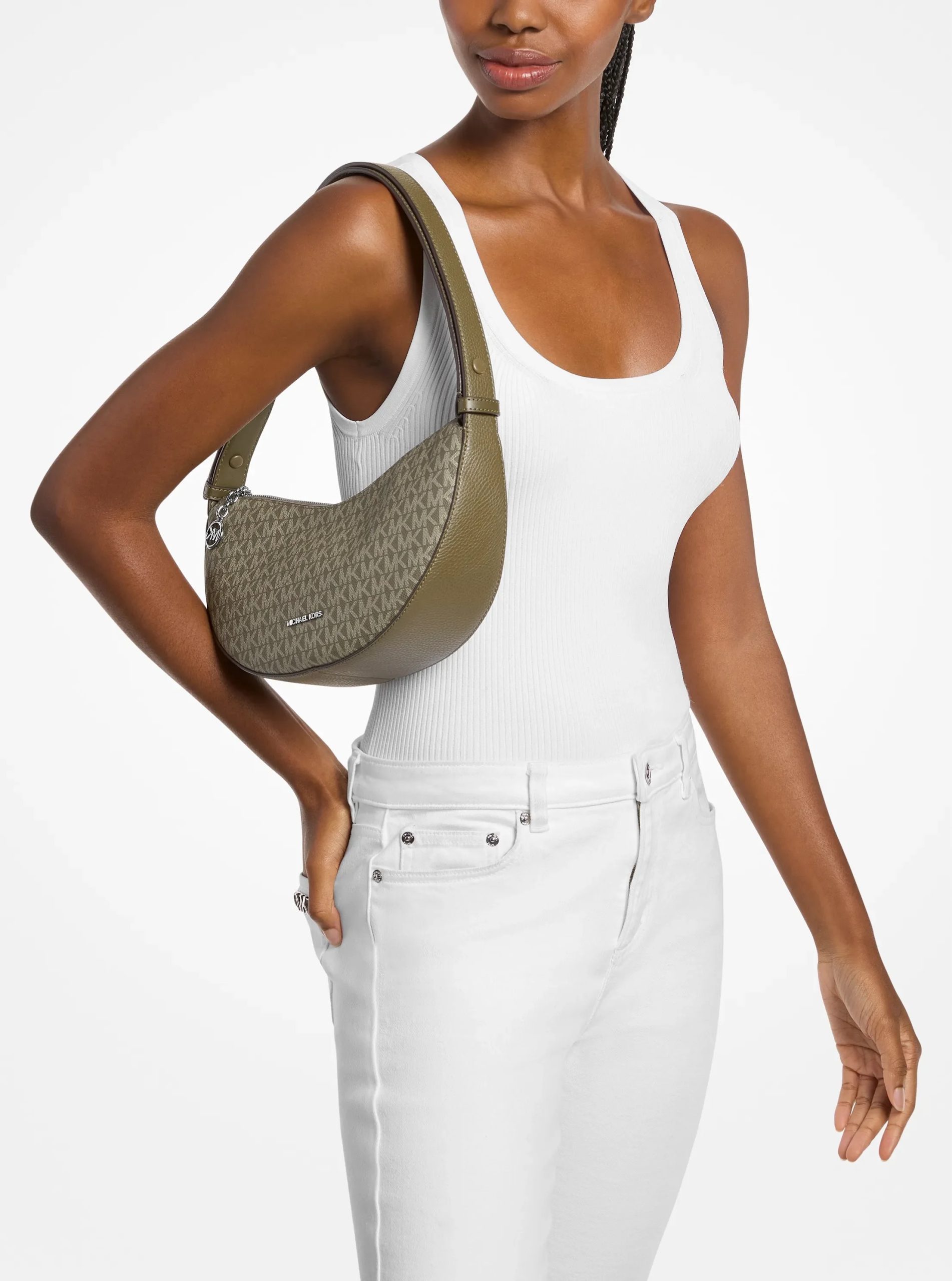 Michael Kors Roey Medium Signature Logo Convertible Crescent Crossbody Bag - Preorder