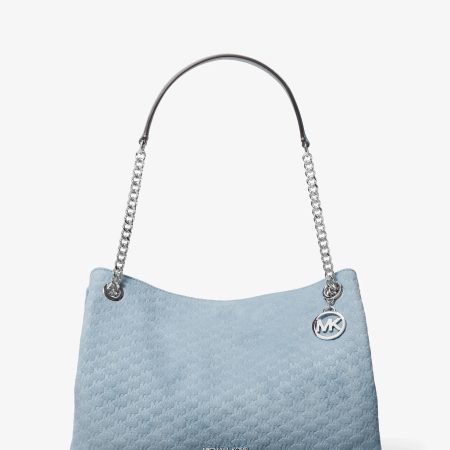 Michael Kors Christina Medium Logo Debossed Messenger Bag - Preorder — Pale Blue