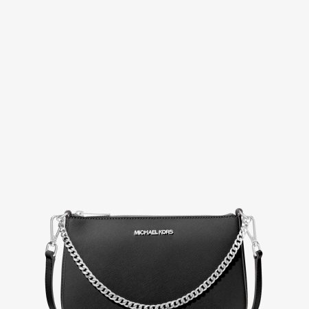 Michael Kors Jet Set Medium Saffiano Leather Crossbody Bag - Preorder — Black