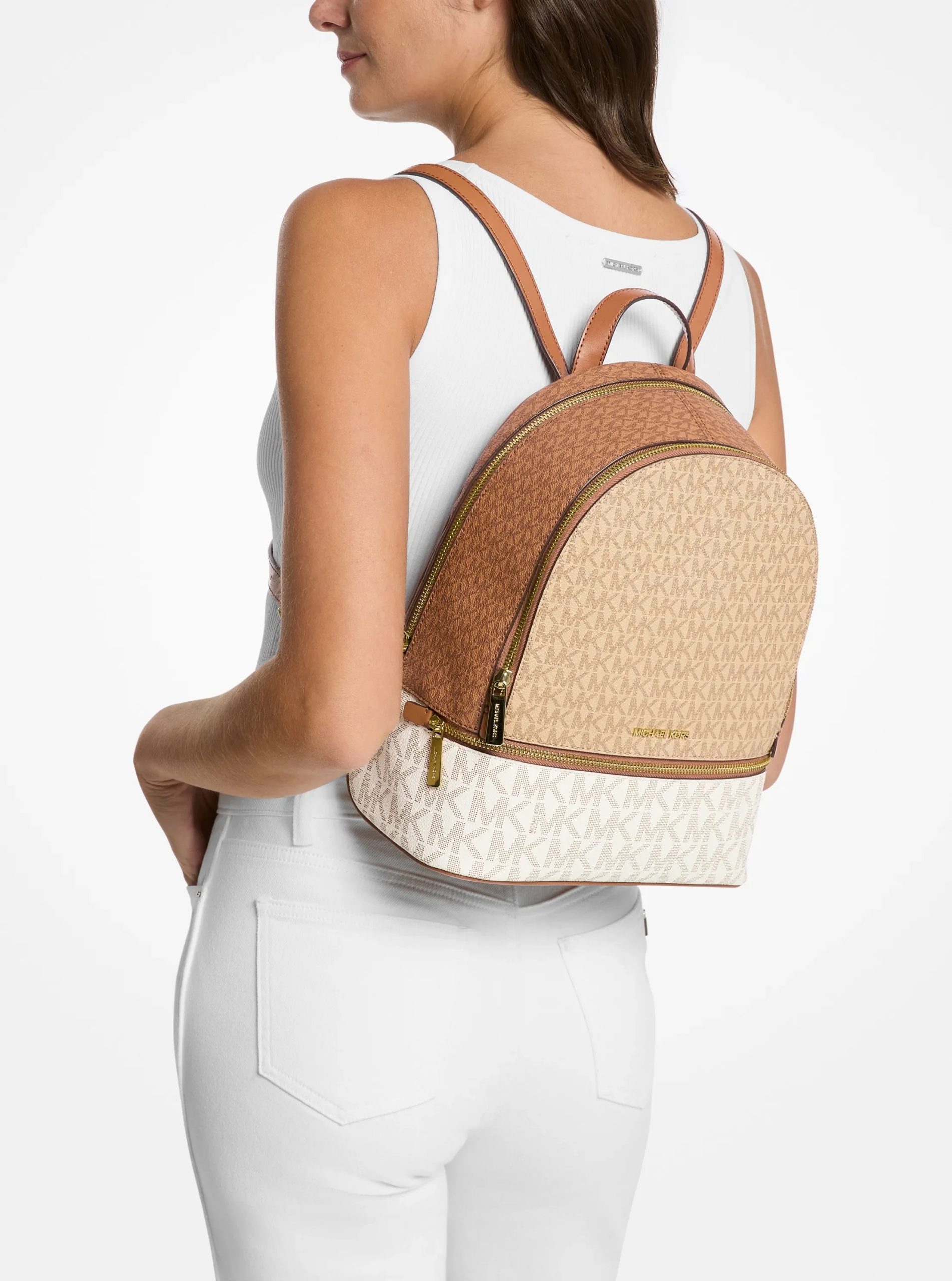 Michael Kors Rhea Medium Color-Block Signature Logo Backpack - Preorder