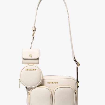 Michael Kors Jet Set Travel Medium Leather Messenger Bag - Preorder — Lt Cream