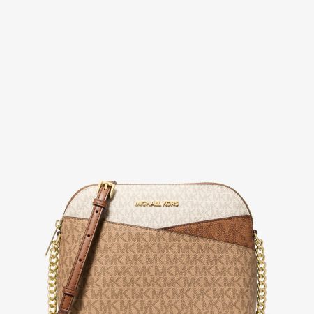 Michael Kors Jet Set Travel Medium Color-Block Signature Logo Crossbody Bag - Preorder — Camel Mlt