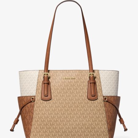 Michael Kors Voyager Large Color-Block Signature Logo Tote Bag - Preorder — Camel Mlt