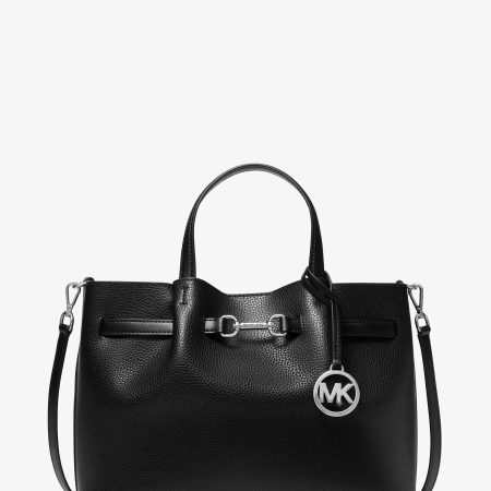 Michael Kors Carson Medium Pebbled Leather Satchel - Preorder — Black