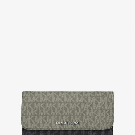 Michael Kors Jet Set Travel Signature Logo Tri-Fold Wallet - Preorder — Olive