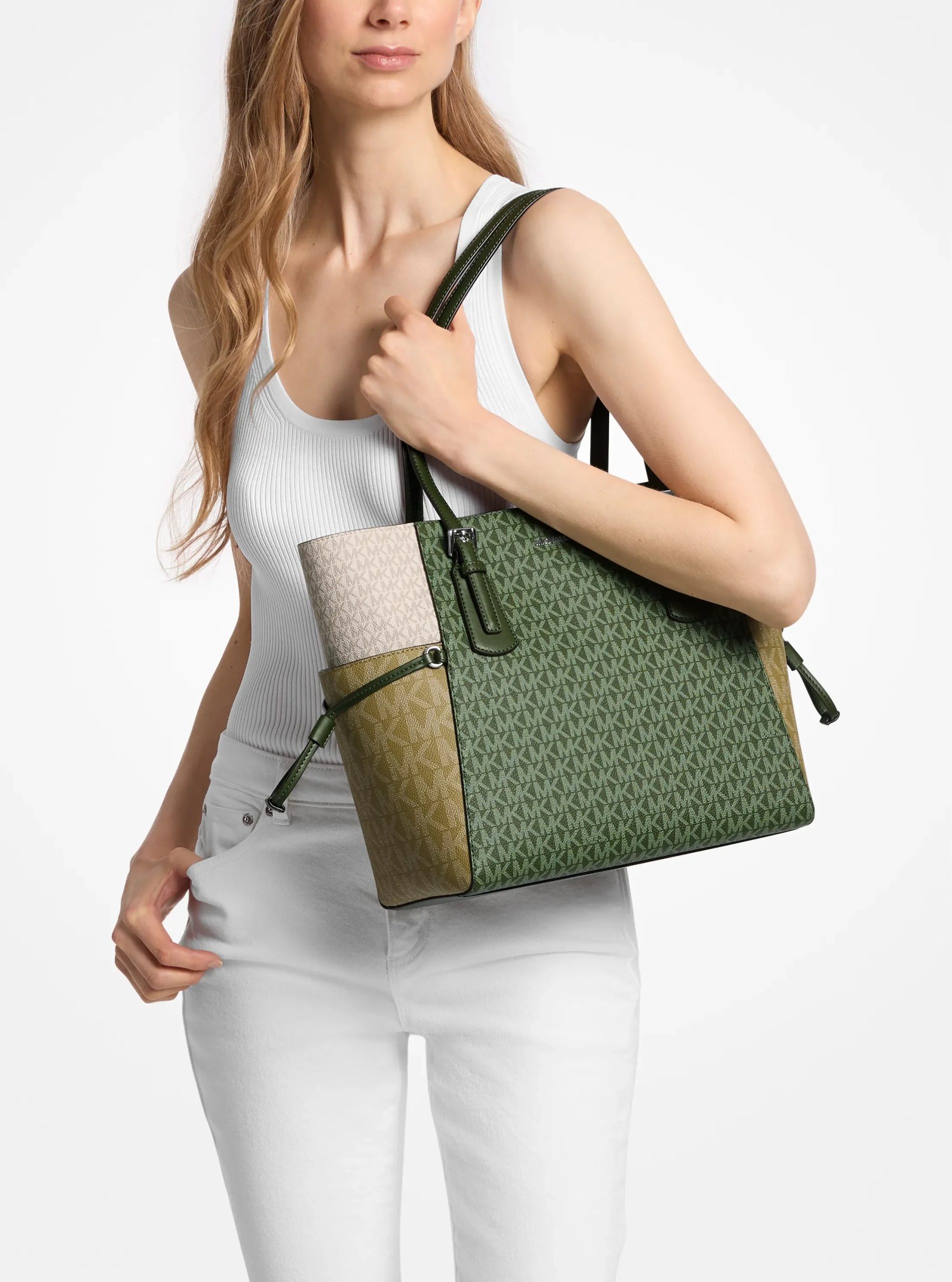 Michael Kors Voyager Large Color-Block Signature Logo Tote Bag - Preorder