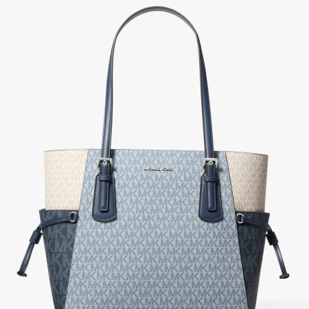 Michael Kors Voyager Large Color-Block Signature Logo Tote Bag - Preorder — Pale Blue Multi
