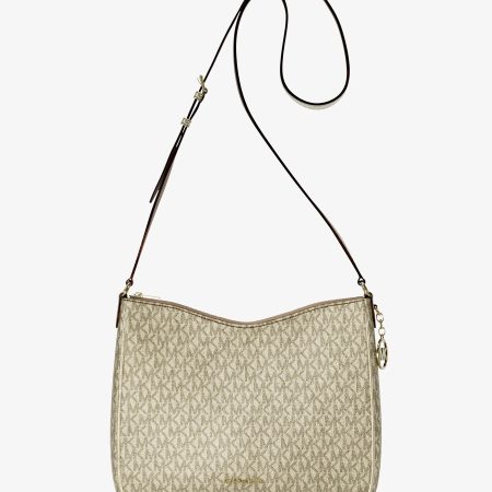 Michael Kors Nayla Medium Metallic Signature Logo Messenger Bag - Preorder — Pale Gold