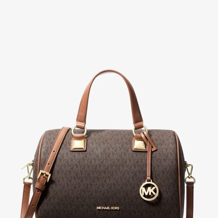 Michael Kors Grayson Medium Signature Logo Duffel Bag - Preorder — Brown