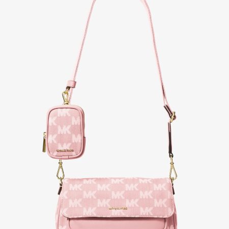 Michael Kors Jet Set Travel Small Logo Jacquard Denim Crossbody Bag With Pouch - Preorder — Powder Blush