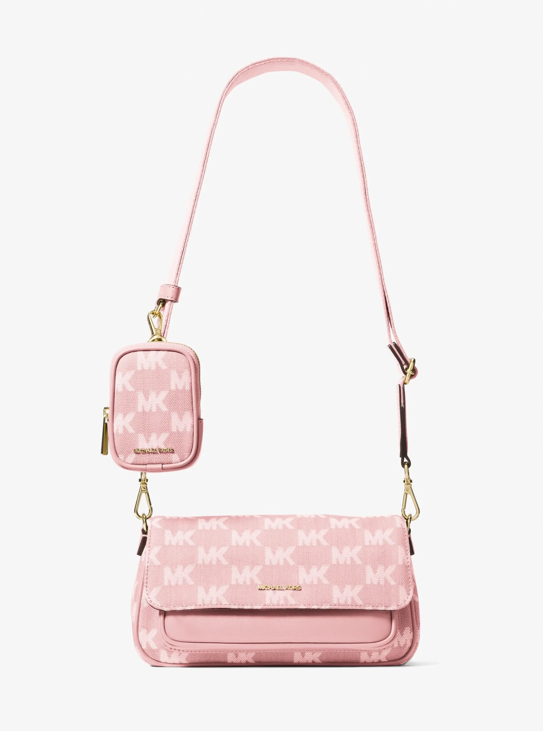 Michael Kors Jet Set Travel Small Logo Jacquard Denim Crossbody Bag With Pouch - Preorder