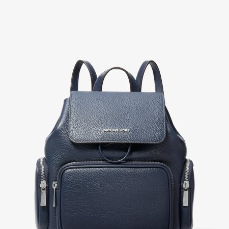 Michael Kors Merritt Small Pebbled Leather Cargo Backpack - Preorder — Navy