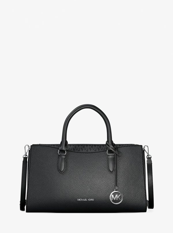 Michael Kors Arden Medium Pebbled Leather and Signature Logo Top-Zip Satchel - Preorder