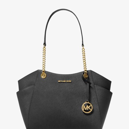 Michael Kors Jet Set Large Saffiano Leather Shoulder Bag - Preorder — Black