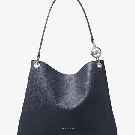 Michael Kors Christina Large Pebbled Leather Shoulder Bag - Preorder — Navy