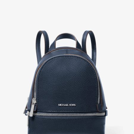 Michael Kors Rhea Extra-Small Pebbled Leather Backpack - Preorder — Navy