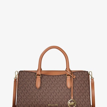 Michael Kors Arden Medium Signature Logo Top-Zip Satchel - Preorder — Brown