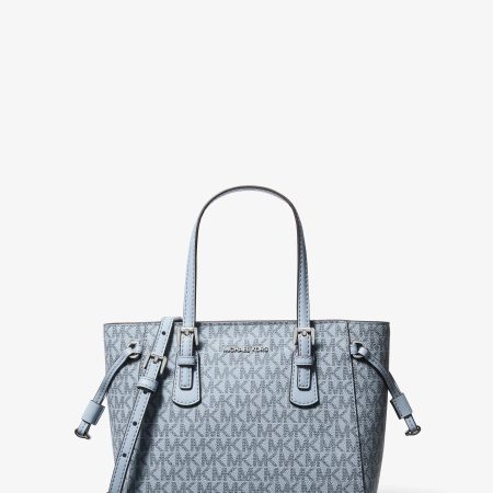 Michael Kors Voyager Extra-Small Signature Logo Tote Bag - Preorder — Pale Blue