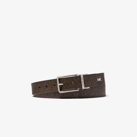 Michael Kors Reversible Logo and Leather Belt - Preorder — Brown Black