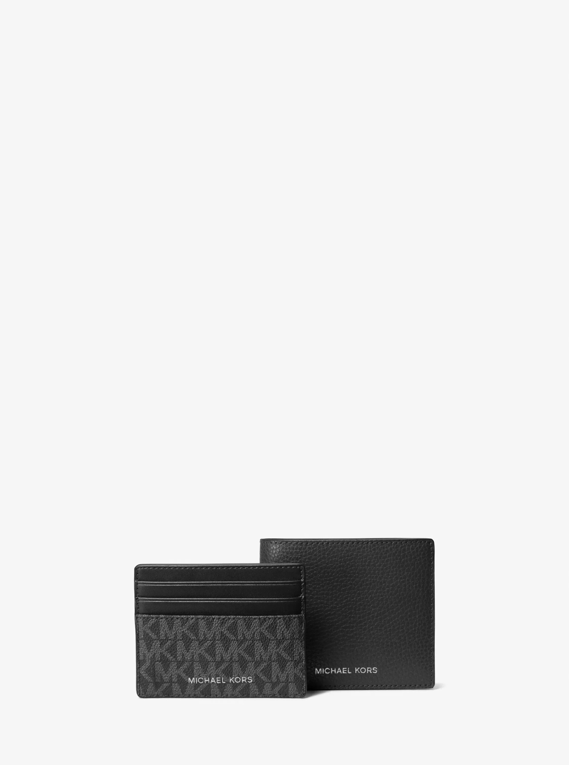Michael Kors Pebbled Leather Billfold Wallet and Signature Logo Card Case Gift Set - Preorder