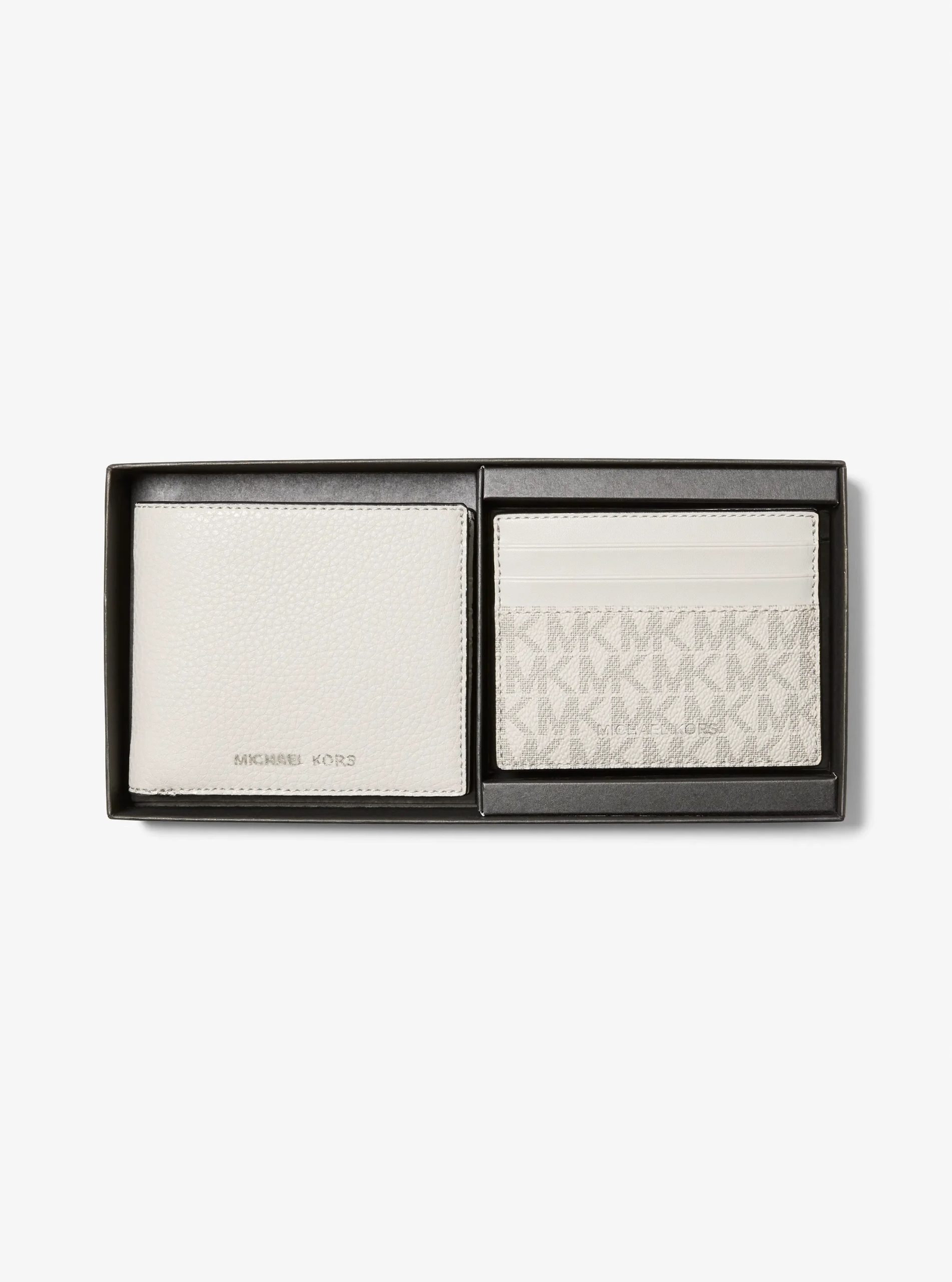 Michael Kors Pebbled Leather Billfold Wallet and Signature Logo Card Case Gift Set - Preorder