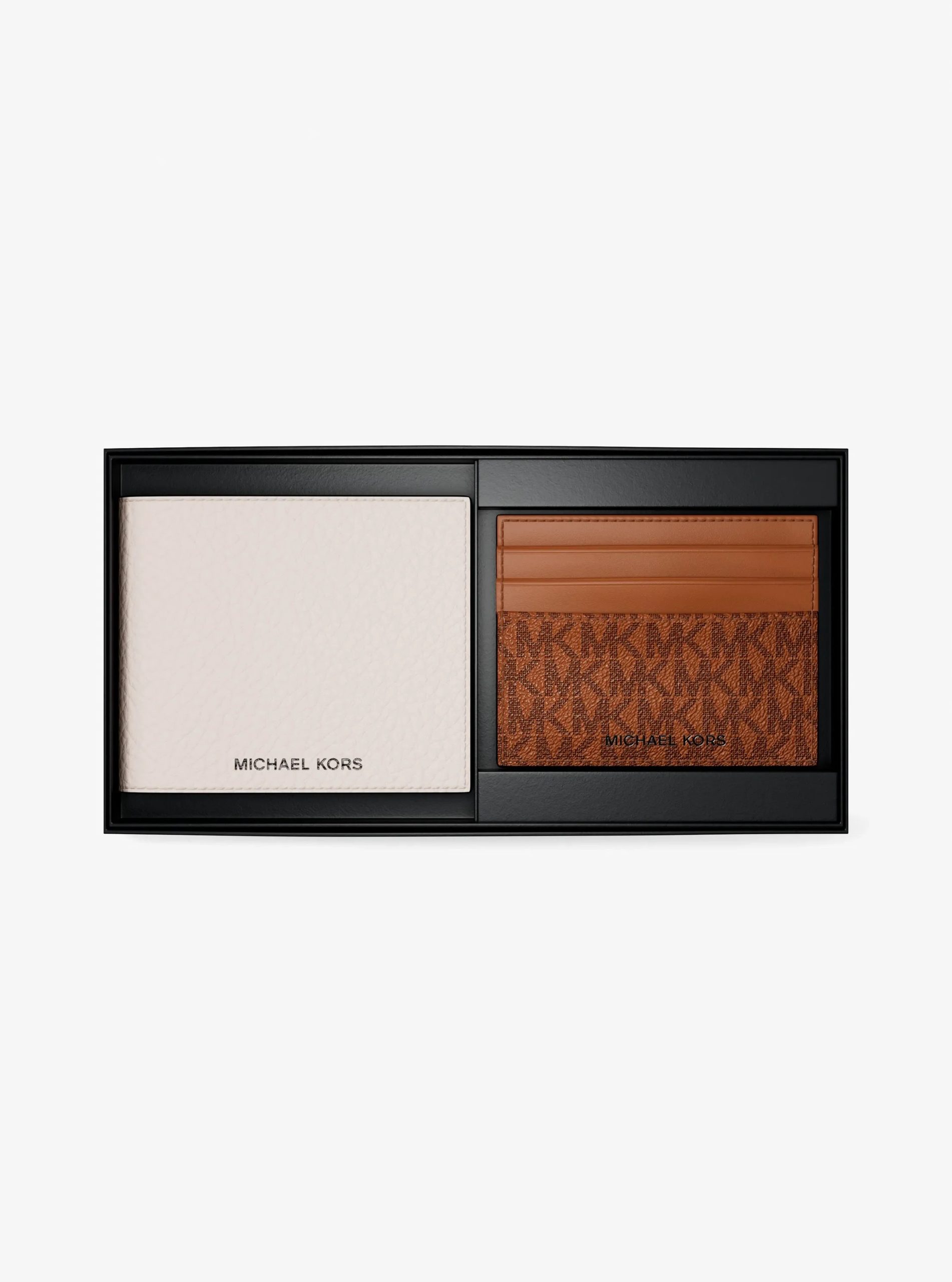 Michael Kors Pebbled Leather Billfold Wallet and Signature Logo Card Case Gift Set - Preorder