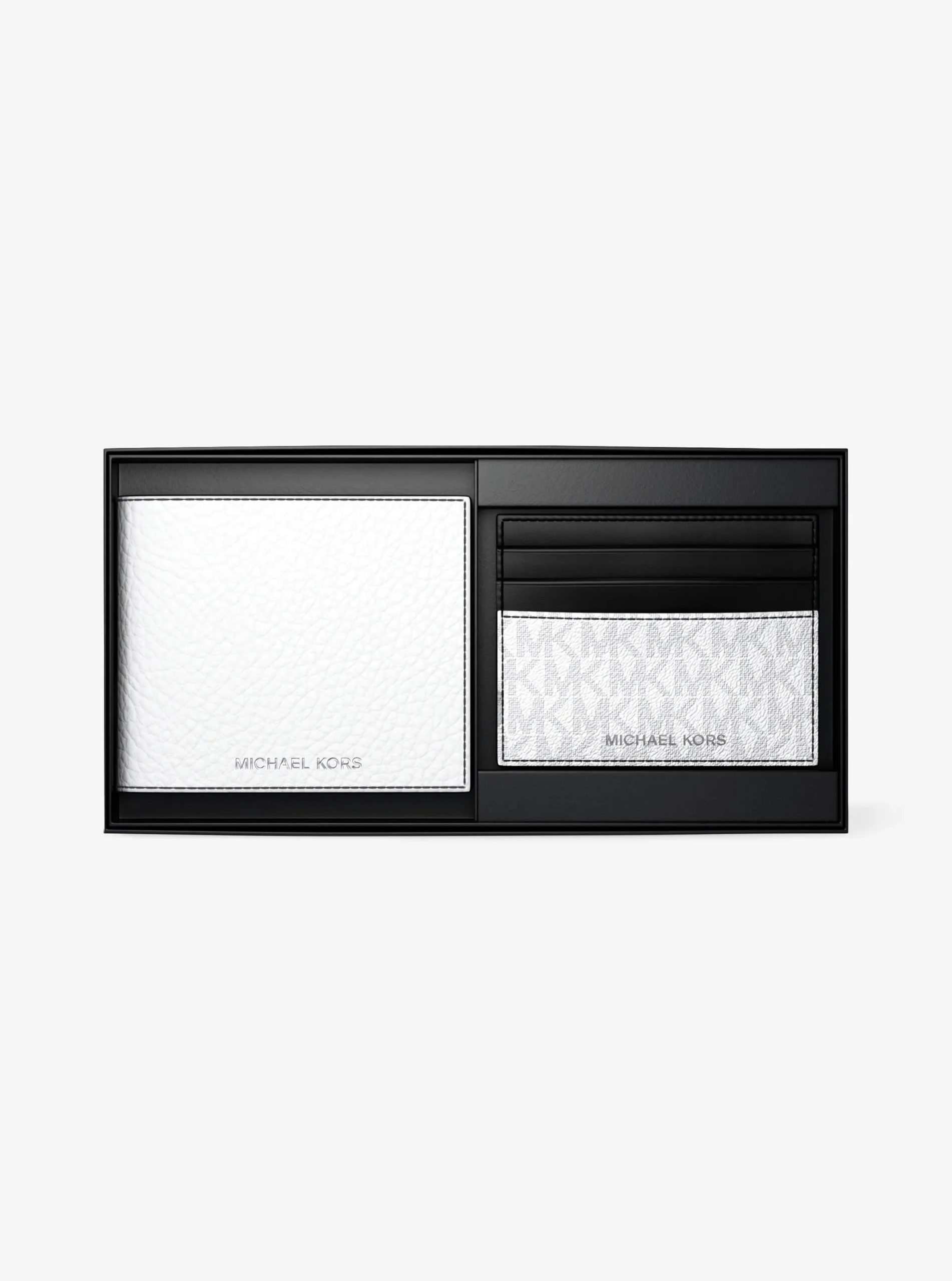 Michael Kors Pebbled Leather Billfold Wallet and Signature Logo Card Case Gift Set - Preorder