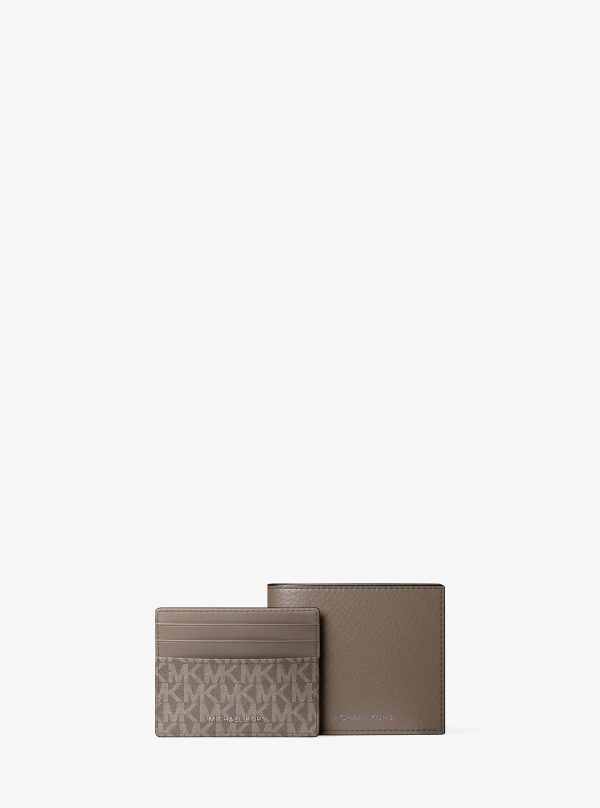 Michael Kors Pebbled Leather Billfold Wallet and Signature Logo Card Case Gift Set - Preorder