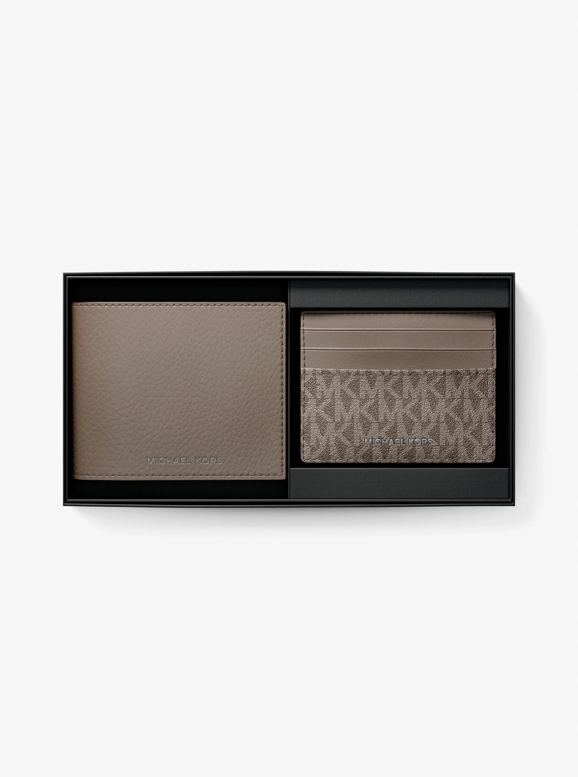 Michael Kors Pebbled Leather Billfold Wallet and Signature Logo Card Case Gift Set - Preorder