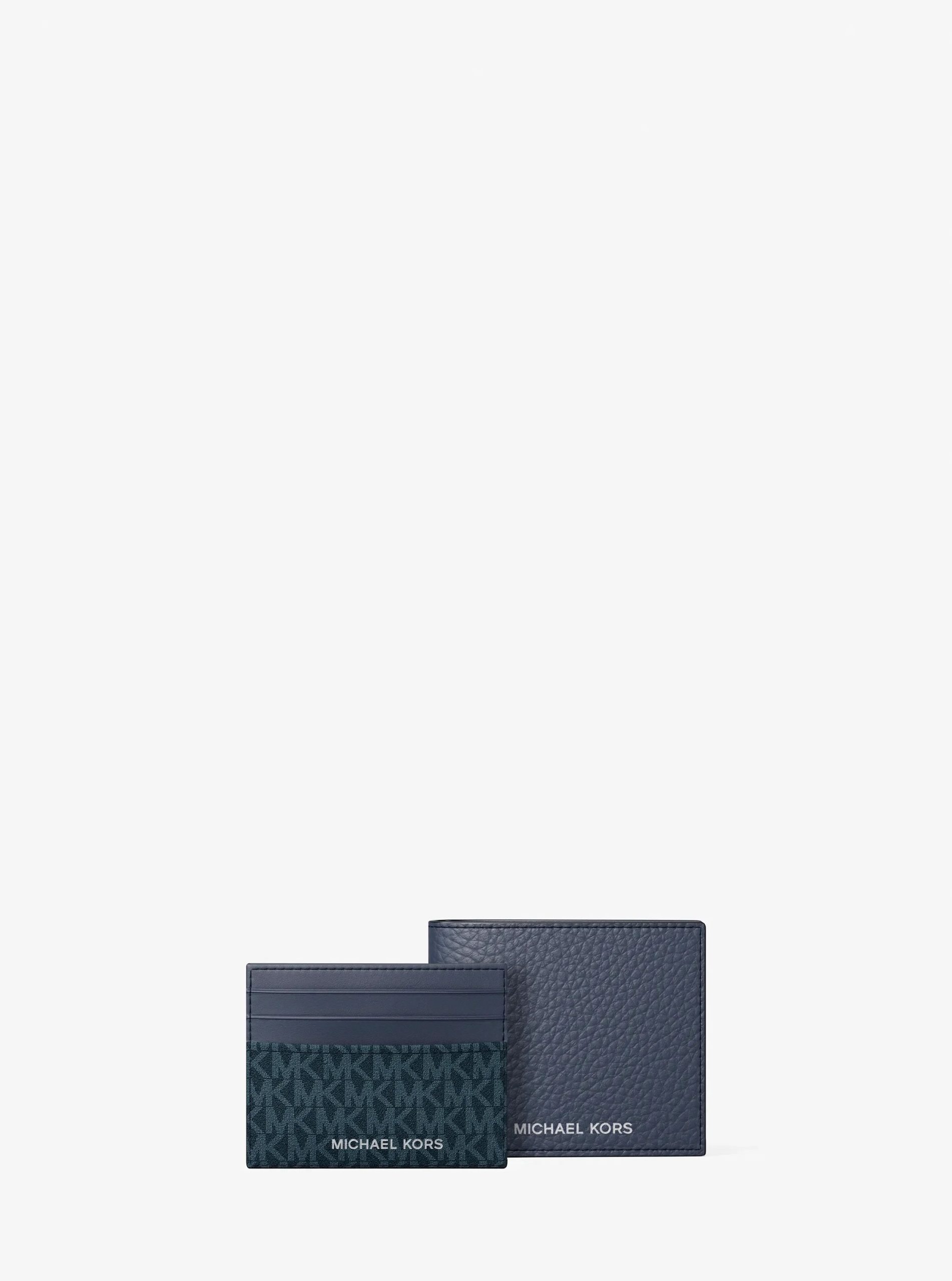 Michael Kors Pebbled Leather Billfold Wallet and Signature Logo Card Case Gift Set - Preorder