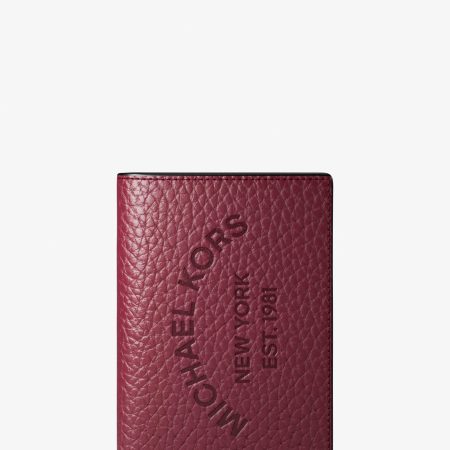 Michael Kors Cooper Pebbled Leather Bi-Fold Card Case - Preorder — Maroon