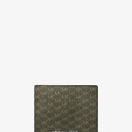 Michael Kors Cooper Logo Debossed Polyester Microsuede Wallet - Preorder — Olive