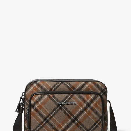 Michael Kors Cooper Plaid Wool Blend Flight Bag - Preorder — Mushroom