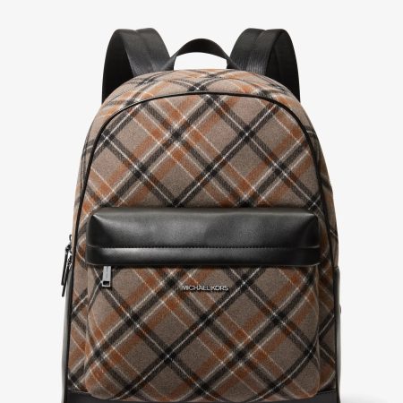 Michael Kors Pacey Plaid Print Wool Blend Backpack - Preorder — Mushroom