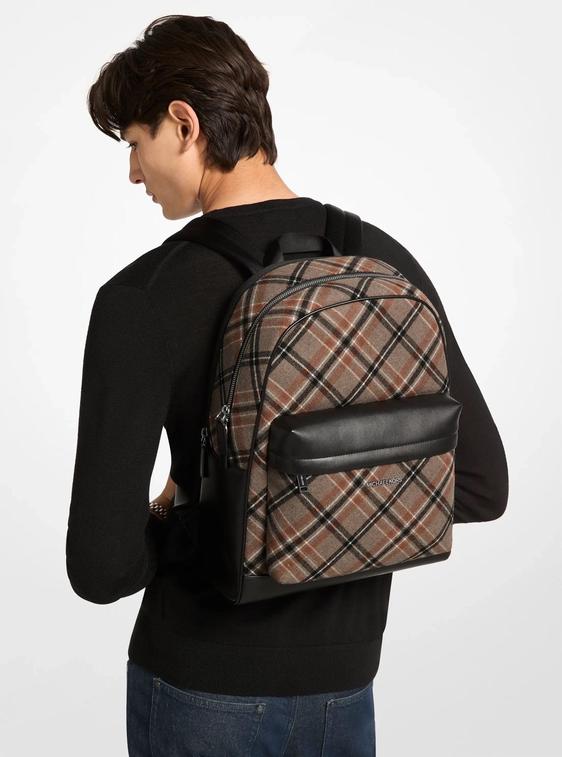 Michael Kors Pacey Plaid Print Wool Blend Backpack - Preorder
