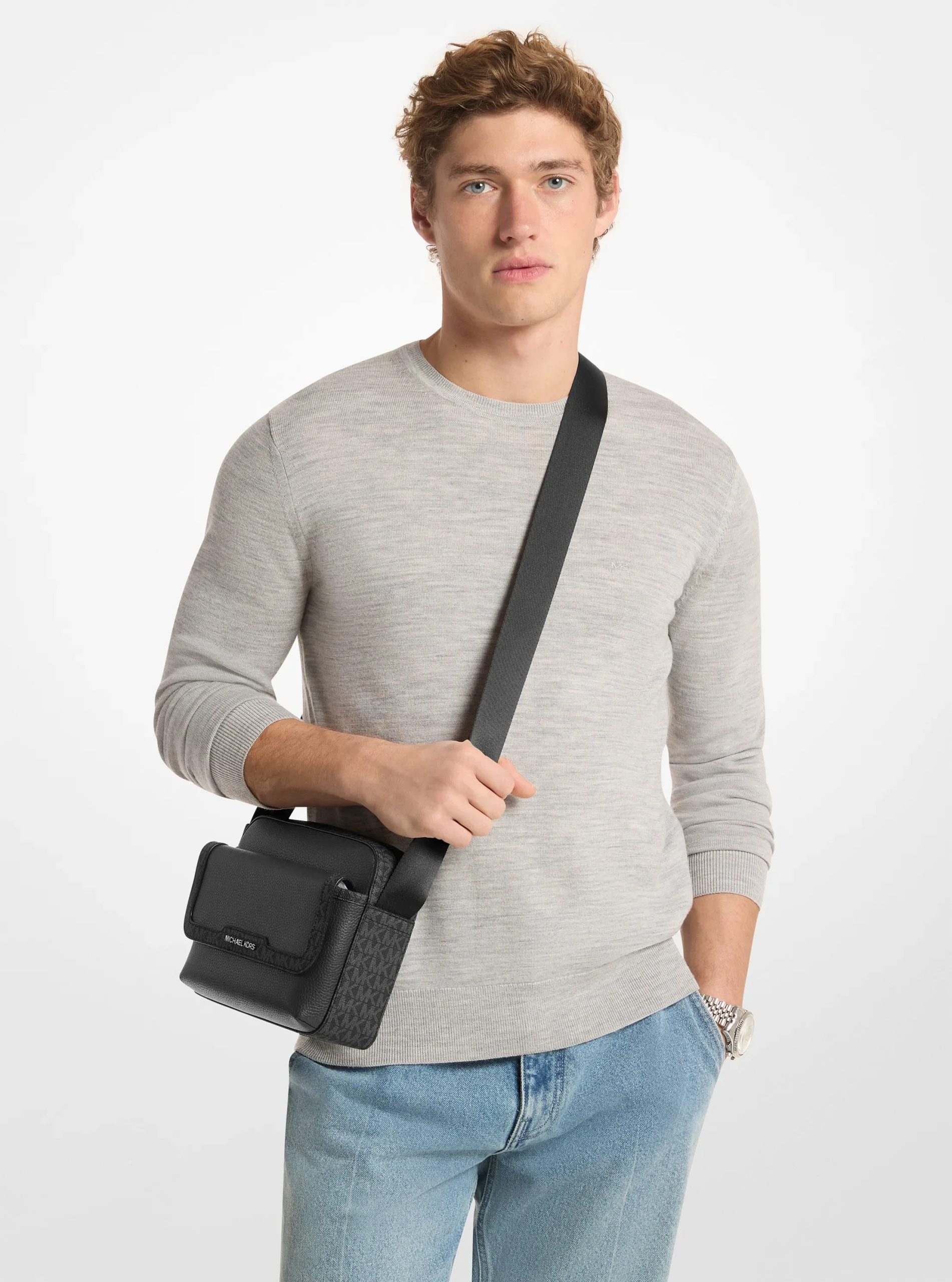 Michael Kors Cooper Medium Pebbled Leather and Signature Logo Camera Crossbody Bag - Preorder