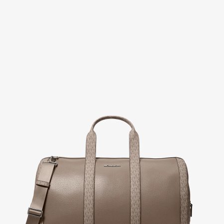 Michael Kors Cooper Pebbled Leather and Signature Logo Duffel Bag - Preorder — Mushroom