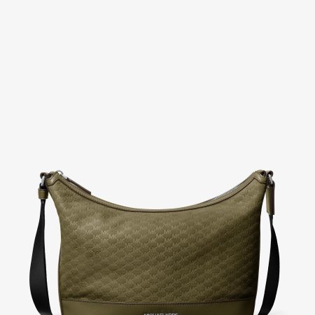 Michael Kors Cooper Polyester Microsuede Crescent Crossbody Bag - Preorder — Olive
