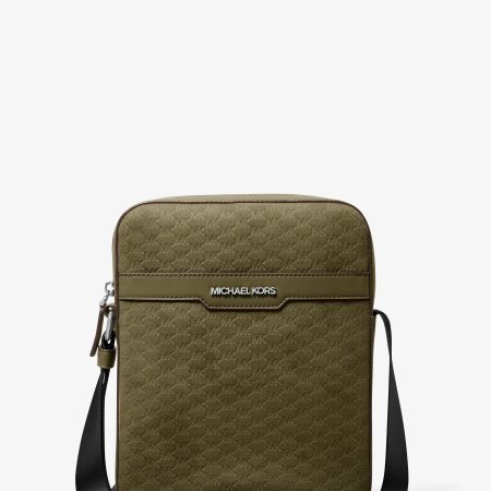 Michael Kors Cooper Logo Debossed Polyester Microsuede Flight Bag - Preorder — Olive