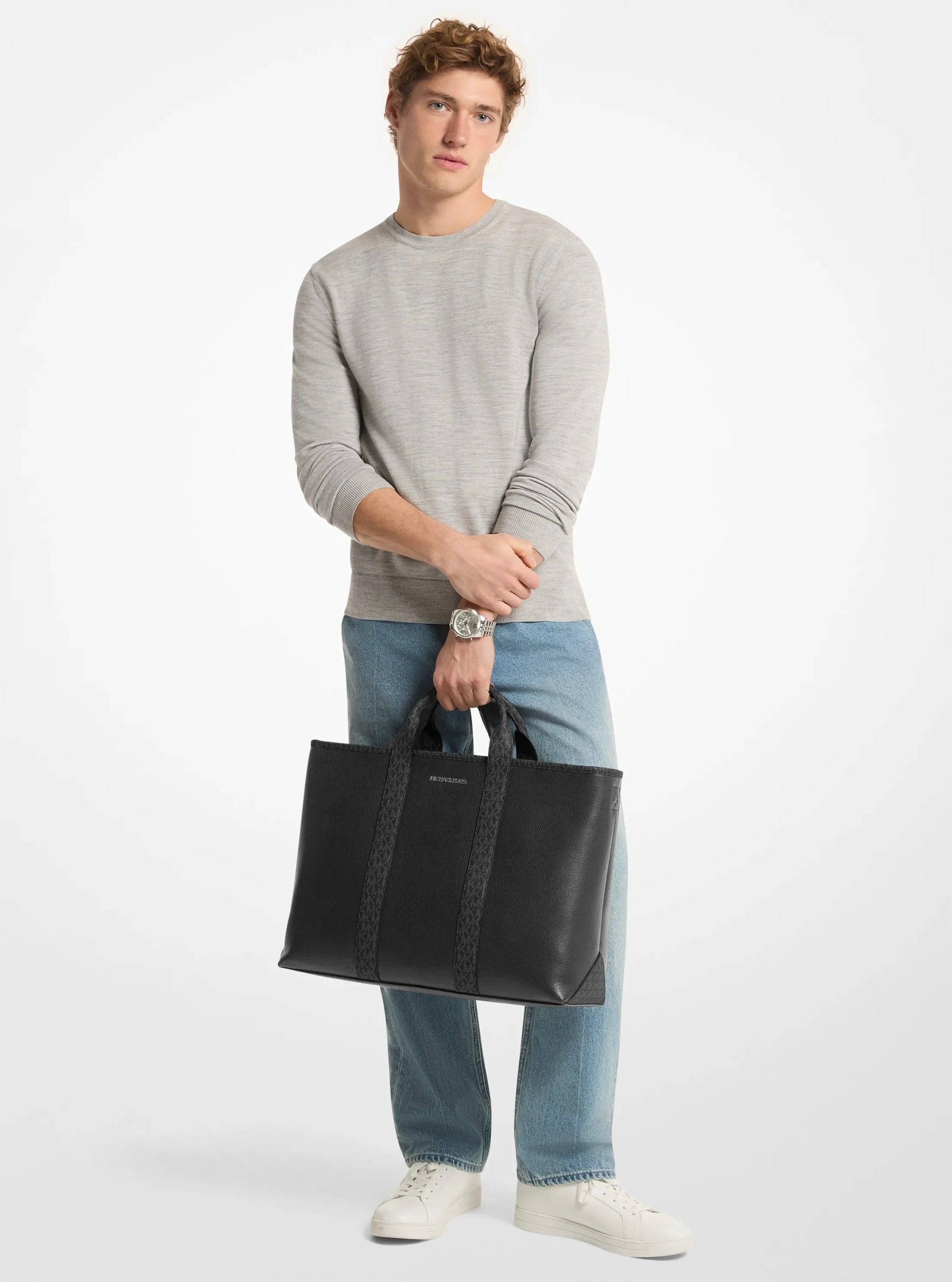 Michael Kors Cooper Medium Pebbled Leather and Signature Logo Tote Bag - Preorder - Image 4