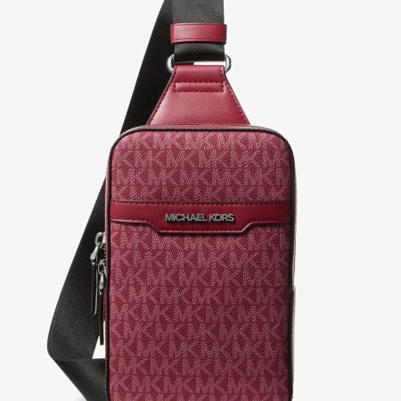 Michael Kors Cooper Medium Signature Logo Sling Pack - Preorder — Maroon