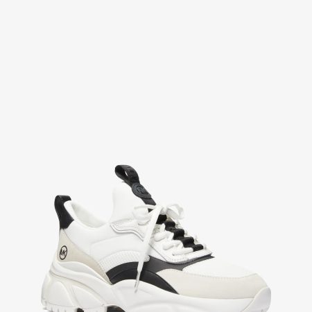 Michael Kors Darius Mixed-Media Trainer - Preorder — White Black